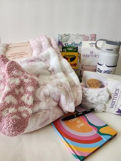 Cancer Care Gift Box🎁 Thinking of You💕 Comfort and Support🎗 This gift box will encourage and comfort the recipient This box includes: ❤  Soft plush blanket/throw - stay warm from side effects of chemo or being in a cold infusion center or hospital  🧡   Warmies Neck Wrap- microwaveable French lavender and organic to provide comfort and wellness for warmth and anxiety  💛 Insulated tumbler/bottle to keep drink cool to help keep hydrated 💚   Adult coloring book and colored pencils to pass time Sick Basket, Chemo Care Package For Women, Chemo Care Package, Tumbler Bottle, Chemo Care, Hospital Gifts, Gift Baskets For Women, Friend Love, Sharpie Pens