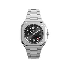 Bell & Ross BR 05 GMT Black Steel Watch Bell Ross, Bell & Ross, Red Arrow, Time Zone, Time Zones, Steel Design, Globe Trotter, Stainless Steel Watch, Black Steel