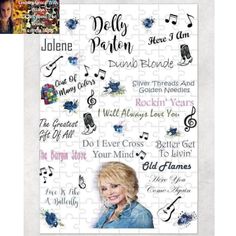 the poster for dolly monroe's album is shown in black and white, with music notes