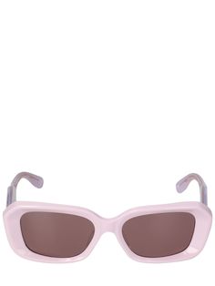 Low nose bridge rectangular sunglasses. Shiny light pink acetate frame . Shiny bi-layer light pink acetate temples with metal studs and enameled Gucci logo detail . Solid purple brown lens . 100% UVA/UVB protection Low Nose Bridge, Gucci Logo, Brown Lens, Ski Accessories, Acetate Sunglasses, Rectangular Sunglasses, Gucci Sunglasses, Nose Bridge, Flat Espadrilles