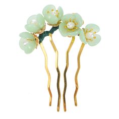 PRICES MAY VARY. Double gold plating process, durable texture, long color retention. Simple and fashionable jade decoration, elegant temperament, let you become the focus of the party. Beautiful hairpin is a perfect gift for girlfriends, friends or moms. Alloy material, hairpin made of alloy, good workmanship and durable, size. Suitable for most female girls. Fashionable style and charming temperament.  Description
 This is an exquisite and elegant hairpin. made of premium material which is very Chinese Hair Chopsticks, Chignon Pin, Jade Flower, Flower Hairpin, Chopstick Hair, Perfect Gift For Girlfriend, Chinese Hairstyle, Japanese Hairstyle, Flower Hair Pin