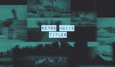 the words retro movie titles are surrounded by images of people and animals in black and green