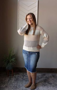 Stay warm and stylish with our versatile Neutral Colorblock Textured Sweater. This ribbed sweater offers a perfect fit with its great length in the torso and sleeves. The slight pop of color adds a fun touch to any outfit. The Fit of This Boutique Women's Sweater: Pictured of a typical Small wearing the Small. See HOW TO MEASURE Here. Flat Across Measurements in Inches Size: Chest Across Waist Across Length Small 21 17 23 Medium 22 18 24 Large 23 19 24 X-Large 25 21 25 2XL Textured Sweater