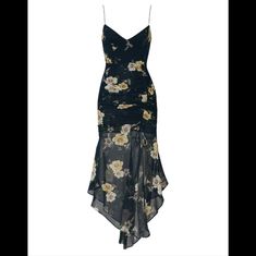 Guc, Navy Floral Drawstring Dress By Nicholas, Size 16. Retails $695, Purchased From Rent The Runway For $208 And Worn Once Then Dry Cleaned. A Few Small Pills On The Material But Otherwise Great Condition. Please See Photos, Final Sale. **Please Note That The Dress Only Appears Baggy On The Because It Is A Size 16 And The Mannequin Is A 12. Drawstring Dress, Drawstring Dresses, 16 Dresses, Rent The Runway, Navy Floral, Bella Hadid, Fancy Dresses, Blue Cream, Simple Dresses