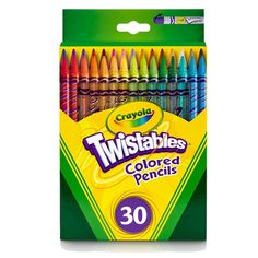 the crayon twistables colored pencils are packaged in a green box