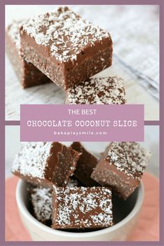 the best chocolate coconut slice recipe is made with only three ingredients and it's ready to be eaten