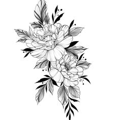 a black and white flower tattoo design