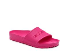 Birkenstock-Barbados Slide Sandal - Women's Athletically styled, the Barbados slides from Birkenstock are made from a single piece of molded EVA that's waterproof, washable, and ultra-lightweight. The anatomically-shaped footbed offers support in just the right areas, while hexagon patterning and an embossed logo add texture. Waterproof Slides For Beach, Waterproof Casual Slides For Swimming, Waterproof Slip-on Slides For The Beach, Comfortable Beach Slides Waterproof, Comfortable Waterproof Beach Slides, Comfortable Waterproof Slides For Beach, Birkenstock Barbados, Hexagon Pattern, Birkenstock Shoes