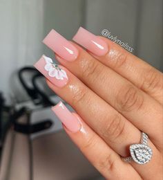 Ombre Nails With Flowers, Nails Cute Summer, Nail Long, Fab Nails, Tapered Square Nails, Tapered Square, Nails Cute, Nails 2022