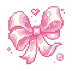 a pink bow is shown in the shape of a cross stitch pattern on a white background