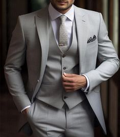 Pink Navy Blue Sky Blue Men's Wedding Suits Solid Colored 3 Piece Daily Business Formal Tailored Fit Single Breasted Two-buttons 2024 2024 - US $154.99 Fancy Suit, Corporate Attire, Tie For Men, Business Suit