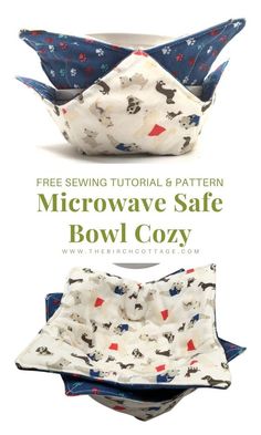 Fabric Microwave Bowl Pattern, Functional Sewing Projects, Quilted Bowl Cozy Pattern Free, Sewing Bowl, Bowl Cosy, Fabric Art Diy, Bowl Holders, Winter Sewing Projects, Microwave Bowl Cozy