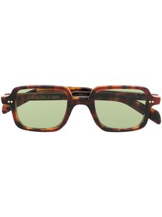 square-frame sunglasses from CUTLER & GROSS featuring brown, acetate, tortoiseshell effect, glossy finish, green tinted lenses, UV-protective lenses, square frame, straight arms and curved tips. These glasses come with a protective case.. Fall Sunglasses 2024, Brown Square Sunglasses, Green Lense Sunglasses, Tinted Lenses Glasses, Sunglasses For Small Face, Classic Tortoiseshell Rectangular Sunglasses, Glasses Inspiration, Summer Glasses, Green Glasses