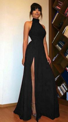 High Neck Evening Dress, Gaun Fashion, Black Evening Dresses, Prom Outfits, Natural Body, Dresses Formal, Long Prom Dress, Body Shape