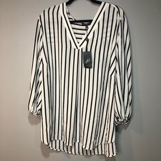 Size 2xl Questions? Leave A Comment Below! I Accept Most Reasonable Offers, Make Me An Offer!! Smoke Free Household! White 3/4 Sleeve Office Tops, White 3/4 Sleeve Tops For Office, White 3/4 Sleeve Blouse For Work, White Half Sleeve Office Blouse, White Half Sleeve Blouse For Office, White 3/4 Sleeve Blouse For Fall, Chic Striped 3/4 Sleeve Tops, Spring Striped Blouse With 3/4 Sleeves, Crochet Long Sleeve Tops