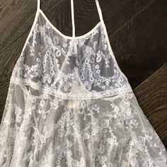 Nwt Beautiful White Lace Racerback Coverup Size S But Would Fit A M No Trades Comment With Questions White Racerback Camisole For Summer, White T-back Top With Built-in Bra, White Backless Top For Day Out, White Racerback Camisole For Spring, Summer Bra Friendly White Camisole, Summer White Bra-friendly Camisole, Summer Bra-friendly White Camisole, Summer White Bra Friendly Camisole, White Cami For Spring