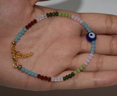 Beautiful Evil eye bracelet. 7 chakra Bracelet. jewelry Bracelet. Beauty Bracelet. Unique Gift For her. handmade Adjustable bracelet Gemstone- multi Size- 3-4mm Type - Faceted Adjustable Chain 7 Chakras Bracelet, Chakras Bracelet, Blue Evil Eye Bracelet, 7 Chakra Bracelet, Hand Bracelet, 7 Chakra, Bracelet Gemstone, Chakra Bracelet, Blue Evil Eye