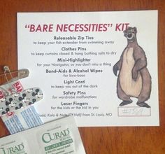 an ad for bar necessities kit on a table