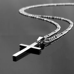 "*Christian cross necklace is Highly polished shiny both sides surface simple and classic design pendant with high quality 3mm Figaro Link chain. *Men's Cross Necklace, cross pendant with chain High Quality 316L Stainless Steel is Commonly used for jewelry because it will not oxidize or turn black with only minimal maintenance. *Cross Pendant size : Length - 1.26\"(32mm), Width - 0.7\"(17mm), Cross Chain size : Length - 18\" - 24\", Width - 3mm. Four different lengths provided for you option, Se Spiritual Stainless Steel Necklaces For Father's Day, Spiritual Stainless Steel Necklace For Father's Day, Elegant Stainless Steel Necklace For Father's Day, Stainless Steel Cross Pendant Necklace As Gift, Classic Engraved Crucifix Necklace, Spiritual Engraved Necklace For Father's Day, Classic Engraved Cross Pendant Necklace, Engraved Cross Pendant Necklace For Father's Day, Engraved Stainless Steel Cross Necklaces