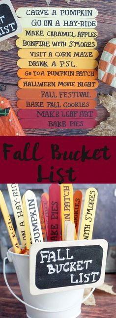 the fall bucket list is organized and ready to be used