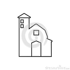 a black and white line drawing of a church