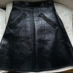 Crinkled Vinyl Material In Amazing Condition! Has Deep Set Pocket Zips Up On The Side All Zippers Have Lv Logo Mid Length Skirt, Lv Logo, Louis Vuitton Black, Mid Length Skirts, Women Skirts Midi, Mid Length, Womens Bottoms, Midi Skirt, Zip Ups