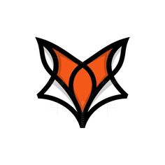 an orange and black fox logo on a white background