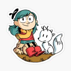 a girl and her cat sticker