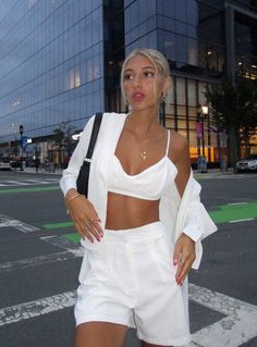 Kaitlyn 3 Piece Set White Lunch Dresses, White Party Outfit, White Summer Outfits, Bachelorette Outfits, All White Outfit, Instagram Outfits, Crop Top Outfits, Summer Fashion Trends, Women Shirts Blouse