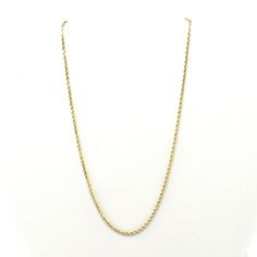 Surprise your favorite person (or treat yourself) with this rope chain! This exquisite 14 karat solid yellow gold rope chain is hallmarked 14K and signed Ma for the designer, Michael Anthony. The chain is 16 inches long by 1.62 millimeters wide and weighs 5.87 grams. Good estate condition. We are listing several pieces of estate jewelry, along with other items fresh from fine North Carolina estates. We are happy to combine shipping. Thank you for looking! Check out our other items, and please ad 14k Gold Rope Chain Necklace With Cable Detail, Classic Rope Chain Necklace In 14k Gold, 14k Yellow Gold Rope Chain Necklace, 14k Yellow Gold Wheat Rope Chain Necklace, 14k Gold Rope Chain Necklace As Gift, 14k Gold Rope Chain Necklace For Formal Occasions, 14k Yellow Gold Wheat Chain Necklace, Formal 14k Gold Rope Chain Necklace, Classic Rope Chain Necklace For Gift