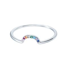 Our Rainbow Arch ring will add the perfect splash of color to your ring stack and looks equally cool worn solo. A beautiful symbol to celebrate love, hope and inclusion. Available in gold or silver. DETAILS 14kt gold plated or sterling silver sizes 5-12 available 1.5mm band Looks beautiful stacked with our opal solitaire ring Rainbow 14k Gold Stackable Jewelry, Adjustable Rainbow Stackable Jewelry, Sterling Silver Stackable Initial Ring, 14k Gold Silver Stackable Rings With Birthstone, Elegant Adjustable Rainbow Rings, Rainbow Sterling Silver Jewelry For Anniversary, Rainbow Sterling Silver Promise Ring, Rainbow 14k Gold Rings, Rainbow 14k Gold Round Rings