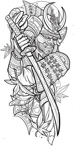 Samurai Tattoo Outline, Japanese Cloud Tattoo, Dragon Tattoo Stencil, Samurai Warrior Tattoo, Samurai Tattoo Design, Forearm Tattoo Design, Cloud Tattoo, Chinese Tattoo, Traditional Japanese Tattoos