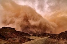 wind-words-haboob  Deriving from Arabic, Haboob refers to a violent dust storm or sandstorm. The word originally applied to such storms in Sudan, but has since expanded to cover similar storms in other desert regions. Desert Witch, Fire Whirl, Sand Storm, Strange Weather, Storm Front, Dust Storm, Thunder And Lightning, Visual Effects, Volcano