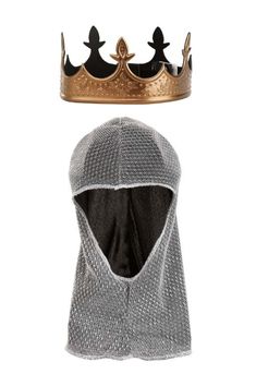 a crown with a hood on it next to a piece of cloth that has been wrapped around it