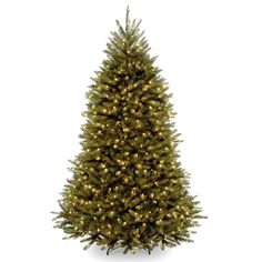 a green christmas tree with white lights