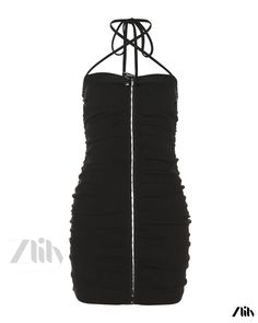 Zlily - Solid Color Bodycon Zipper Neck Halter Dress - Fashion Forward Neck Halter Dress, Zipper Neck, Skirt Skirt, Halterneck Dress, Short Skirt, Types Of Skirts, Dress Fashion, Color Combination, Single Piece