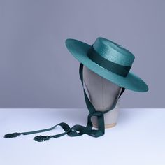 Samantha Ribbon Hat Ribbon Ends, My Dear Friend, Bow Flats, Hat Box, Green Ribbon, Ribbon Tie, Wide Brimmed Hats, Dark Fashion, Flats Top