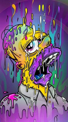 an image of a cartoon character with paint splattered on his face and mouth