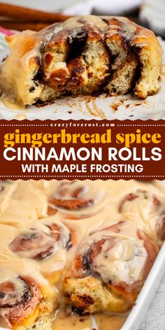 These Gingerbread Spice Cinnamon Rolls with Maple Frosting are the perfect holiday breakfast treat! Filled with molasses and warm spices, these rolls are topped with creamy maple frosting, making them an ideal choice for Christmas morning breakfast and holiday brunch ideas! Christmas Cinammon Rolls, Winter Cinnamon Rolls, Maple Frosting For Cinnamon Rolls, Holiday Cinnamon Rolls, Holiday Brunch Ideas, Christmas Cinnamon Rolls, Gingerbread Cinnamon Rolls, Cinnamon Rolls Christmas, Cinnamon Roll Frosting