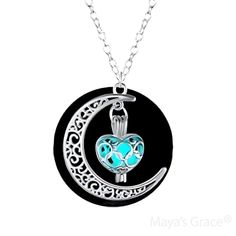 The Maya's Grace Crescent Sailor Half Moon Glow in The Dark Pendant Necklace is the ideal fashion accessory. Crafted from durable stainless steel, this moon pendant offers lasting shine with minimal maintenance. Perfect for daily wear or special occasions, it features an 18 inch chain with a 2 inch extension, a 3.5centimeters crescent pendant, and a 2 centimeters dangling heart. Jewelry Care: Store in a clean, dry place. Do not wear in water or during sports activities. Clean gently with a soft cloth. About Maya's Grace: At Maya's Grace, a minority-owned brand, our mission is to make beautiful, high-quality jewelry accessible to all by offering fair prices and eliminating unnecessary markups. We source directly from skilled artisans across the globe, ensuring that our customers receive exc Luminous Jewelry For Valentine's Day Gift, Valentine's Day Luminous Jewelry Gift, Trending Necklaces, Initial Pendant Necklace, Silver Heart Pendant, Jewelry Care Instructions, Moon Glow, Stylish Earring, Accessories Jewelry Necklace