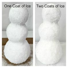 two snowmen made from one coat of ice and the other two coats of snow