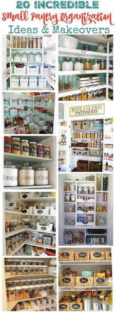 an organized pantry with lots of food in it and labeled labels on the bottom shelf