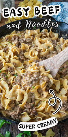 an easy beef and noodles recipe in a skillet