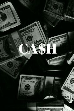 black and white photograph of cash with the words cash on it in front of them