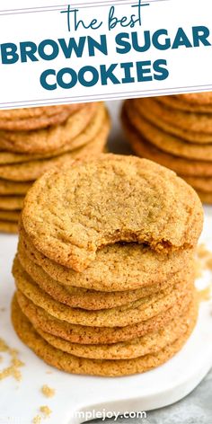 the best brown sugar cookies on a white plate