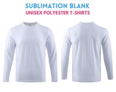 "95% Polyester Soft Sublimation Long Sleeve T-Shirt | Cotton Feeling Unisex Sublimation Long Sleeve Shirts | Sublimation Tshirt | White Color. Our sublimation T-shirts are made of 200 GSM (5.9oz) soft & smooth cotton feel blend fabrics of 95% Polyester & 5% Spandex which ensures vibrant colourful printing results. Our T-shirts are optimized for sublimation printing and other types of heat transfer printing systems, which come by different names. With our T-shirts you get vibrant, permanent, prof White Stretch Top With Sublimation Print, Stretch Crew Neck T-shirt With Sublimation Print, White Long Sleeve Shirt With Sublimation Print, White Moisture-wicking Long Sleeve T-shirt, White Long Sleeve Moisture-wicking T-shirt, Fitted Long Sleeve Printed T-shirt, White Long Sleeve T-shirt With Custom Print, White Long Sleeve Shirt With Custom Print, Shirt Sublimation