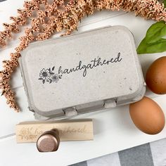 Hand Gathered Egg Carton Stamp - Personalized Egg Carton Stamp - Custom Egg Carton Stamp - Homestead - Farmers Market - Farm Fresh Eggs by FarmhouseMaven on Etsy Road Side Stand, Egg Business, Farm Fresh Eggs Sign, Fresh Eggs Sign, Micro Bakery