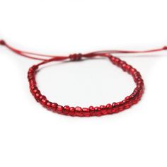 These single strand beaded bracelets are a great complement to any of the bracelets in the America Collection. Sliding Knot Closure, Adjustable Knot, Sliding Knot, Custom Bracelets, Red White Blue, On Off, Beaded Bracelet, Knot, Red And White