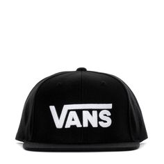 To be real, the Vans Drop V II Snapback cap sells itself. The classic drop V Vans logo on the front boats classic skater style and the simple design pairs well with everything. We recommend pairing this cap with a classic Vans skate shoe for that SoCal skater look. Classic 6-Panel design. Flat nill construction. Adjustable snap closure. Embroidered Vans logo. Fabric: 80% Acrylic, 20% Wool. Imported. Classic Logo Print Hat For Streetwear, Classic Hats With Logo Print For Streetwear, Classic Snapback Hat With Logo Patch For Streetwear, Black Logo Print Baseball Cap For Streetwear, Black Baseball Cap With Logo For Streetwear, Classic Black Baseball Cap With Logo Print, Casual Snapback Hat With Logo For Sports, Logo Snapback Hat With Curved Bill For Streetwear, Sporty Logo Print Baseball Cap For Streetwear