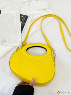 Bird in Bag - Versatile Texture Shoulder Crossbody Bag - Stylish Saddle Bag for Travel, Shopping, and More - Unique and Fashionable Shape Portable Yellow Crossbody Shoulder Bag, Yellow Portable Satchel Bag, Yellow Handheld Bags For Errands, Yellow Crossbody Bag For Errands, Yellow Crossbody Satchel For Everyday Use, Yellow Crossbody Satchel For Errands, Yellow Crossbody Bag With Adjustable Handle, Bag For Travel, Travel Shopping